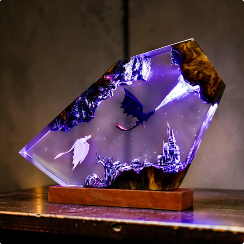 Dragon Kingdom Resin Lamp — Handmade Fantasy Night Light